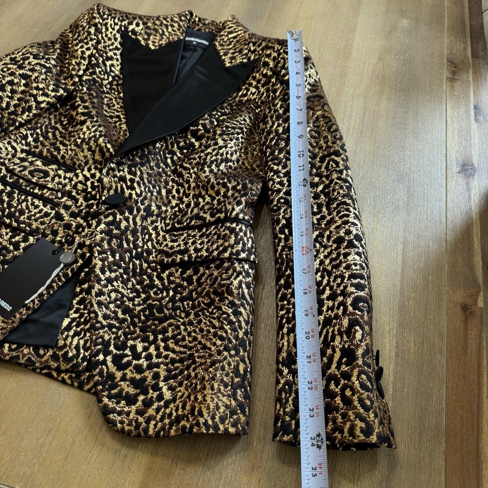 Dsquared2 Runway Tuxedo Blazer Leopard Brocade Metallic US 2, XS - Picture 9 of 16